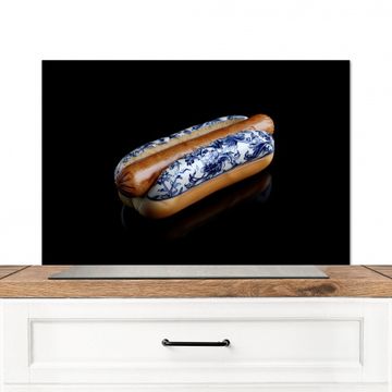 Spritzschutz Küche - Hot Dog - Porzellan - Delfter Blau - Lebensmittel