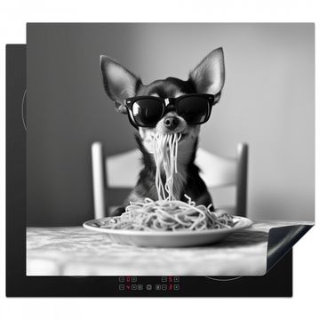 Herdabdeckplatte - Chihuahua - Hund - Sonnenbrille - Humorvoll - Schwarz - Weiß - Spaghetti