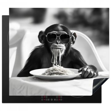 Herdabdeckplatte - Affe - Spaghetti - Sonnenbrille - Schwarz und weiß - Cool - Tier