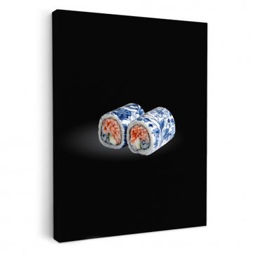 Leinwandbilder - Sushi - Delfter Blau - Reis - Fisch - Elegant