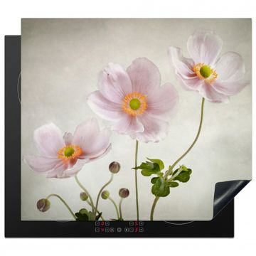 Herdabdeckplatte - Antike rosa Anemonenmalerei