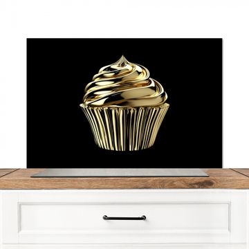 Spritzschutz Küche - Cupcake - Lebensmittel - Gold - Schwarz