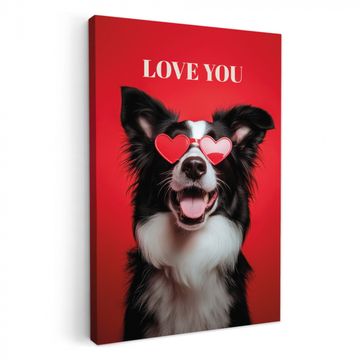 Leinwandbilder - Hund - Herz-Brille - Loveyou - Rot