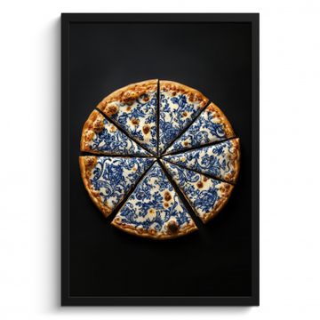 Bilder mit Rahmen - Pizza - Lebensmittel - Delfter Blau