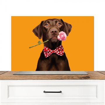 Spritzschutz Küche - Hund - Orange - Rose - Valentinstag