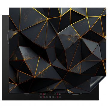 Herdabdeckplatte - Geometrische Abstraktion in Schwarz und Gold