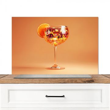 Spritzschutz Küche - Getränk - Orange - Glitzer - Disco