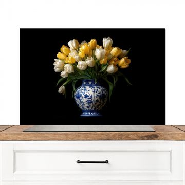 Spritzschutz Küche - Gelb - Tulpen - Vase - Blumen