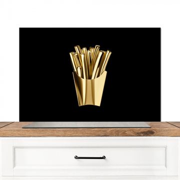 Spritzschutz Küche - Pommes frites - Gold - Chrom - Lebensmittel