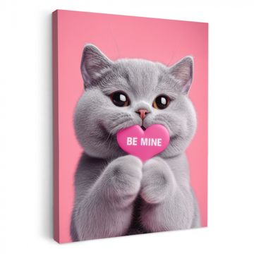 Leinwandbilder - Katze - Valentinstag - Rosa - Liebe