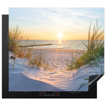 Herdabdeckplatte - Sonnenuntergang am Strand mit Tallgras